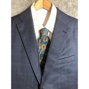 J. Hilburn Blazer Mens 40R Blue Check Wool Two Button Sport Coat Jacket Classic